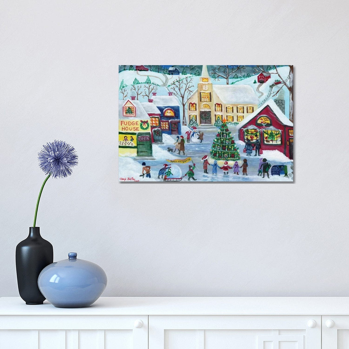 iCanvas "Christmas Holiday Shopping Village" by Cheryl Bartley Canvas Print