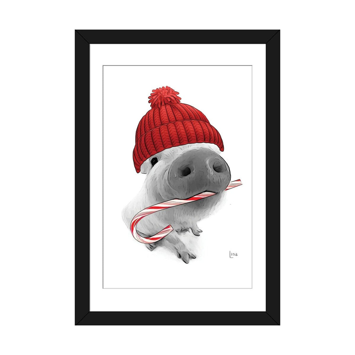 iCanvas "Christmas Pig With Hat" by Printable Lisa's Pets