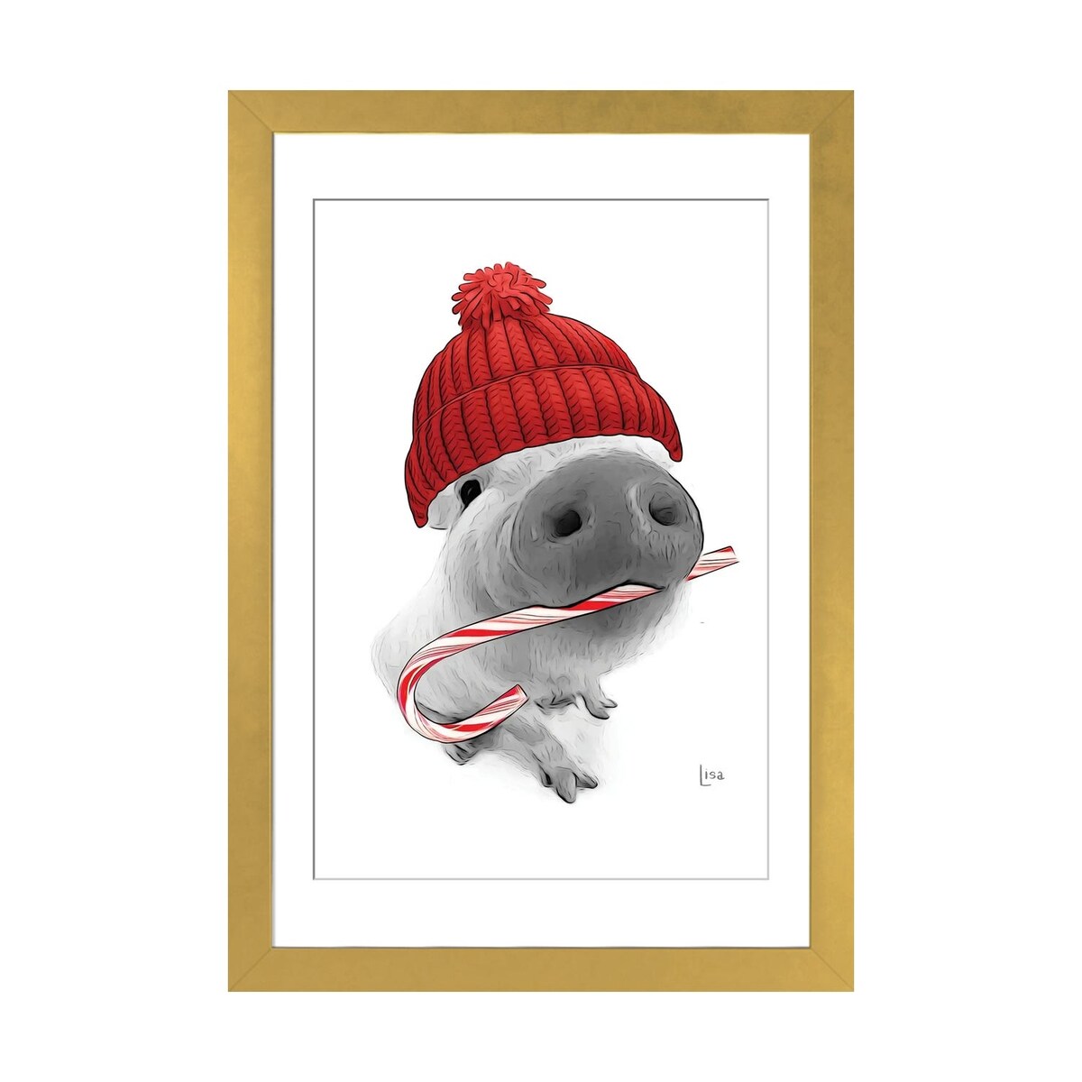 iCanvas "Christmas Pig With Hat" by Printable Lisa's Pets