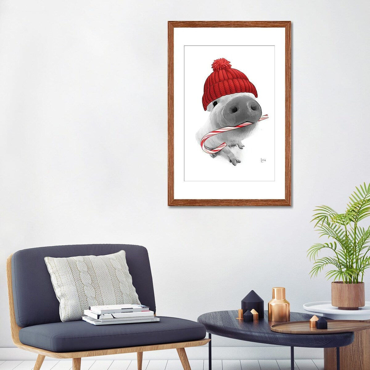 iCanvas "Christmas Pig With Hat" by Printable Lisa's Pets