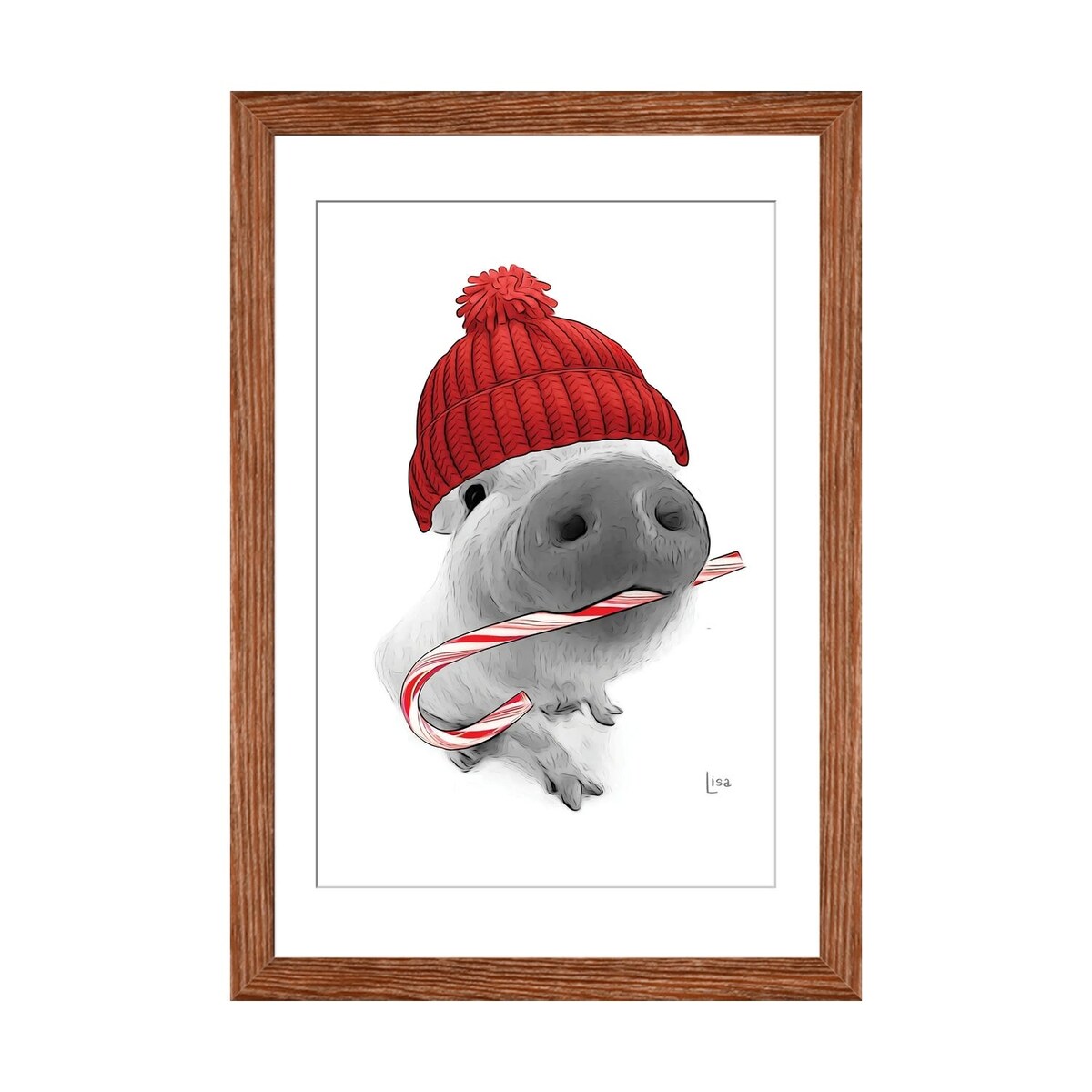 iCanvas "Christmas Pig With Hat" by Printable Lisa's Pets