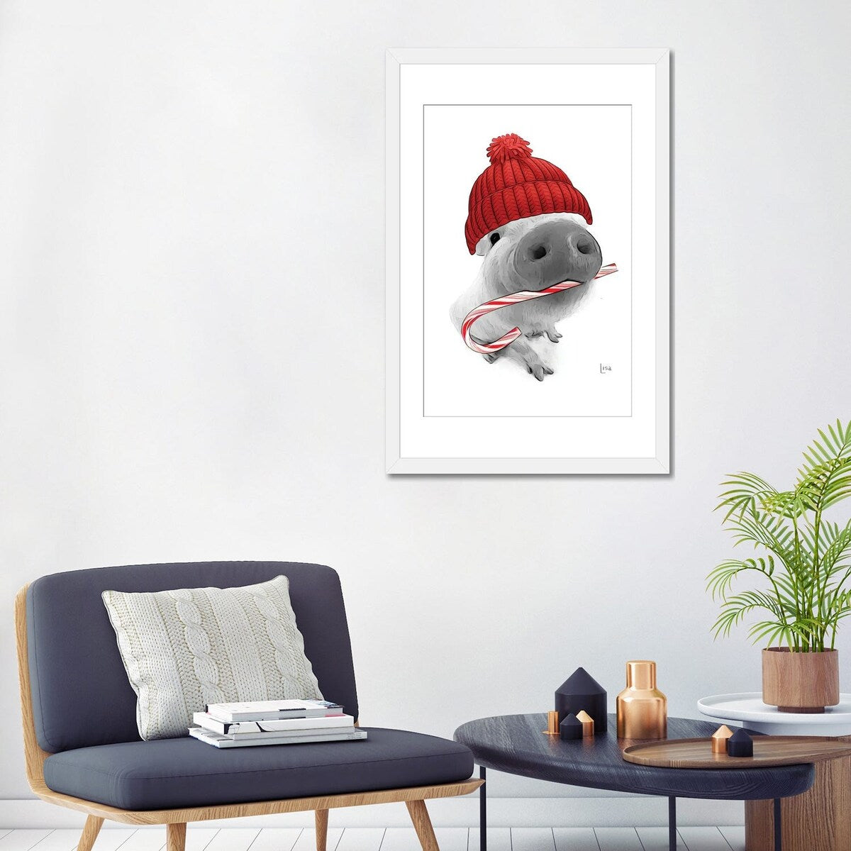 iCanvas "Christmas Pig With Hat" by Printable Lisa's Pets