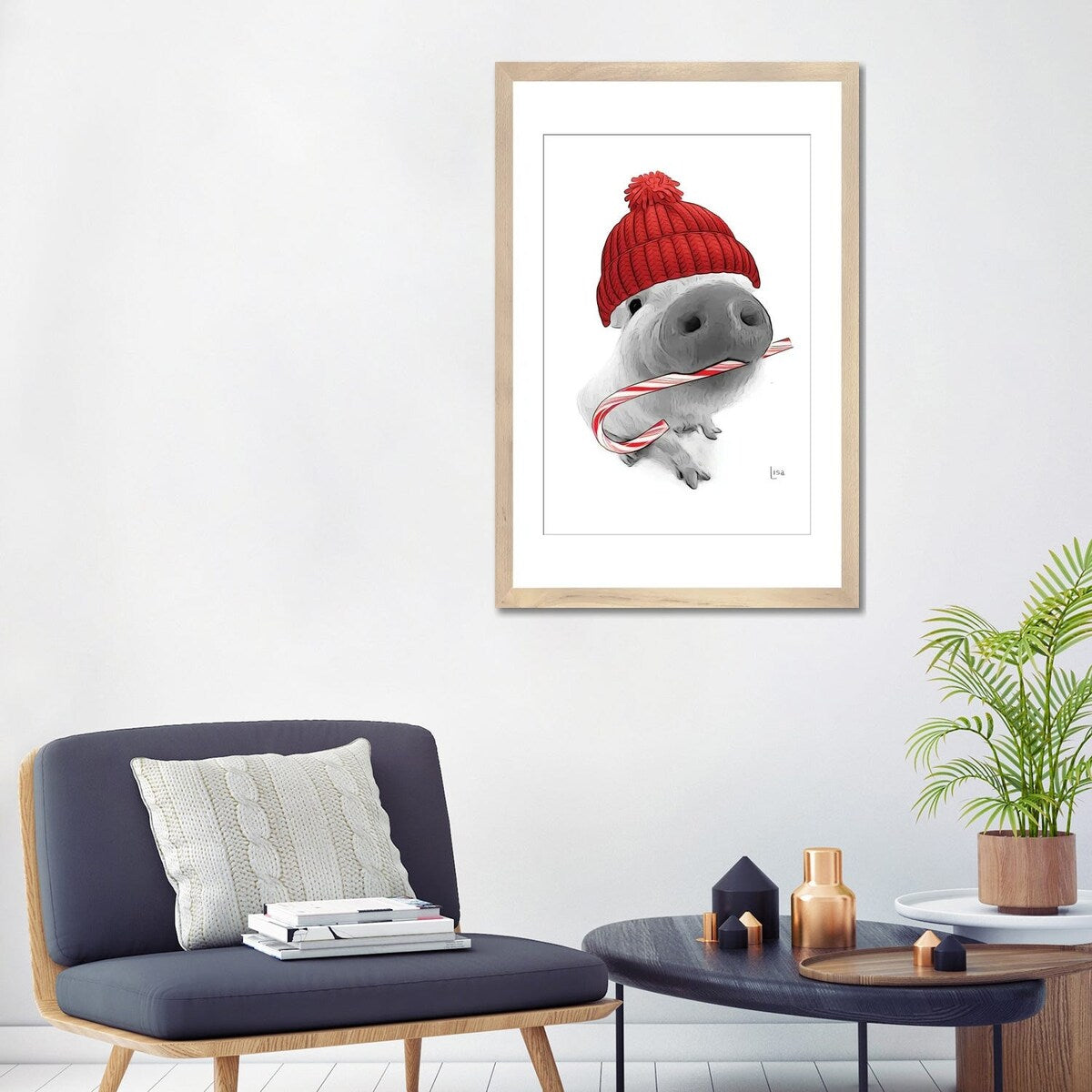 iCanvas "Christmas Pig With Hat" by Printable Lisa's Pets