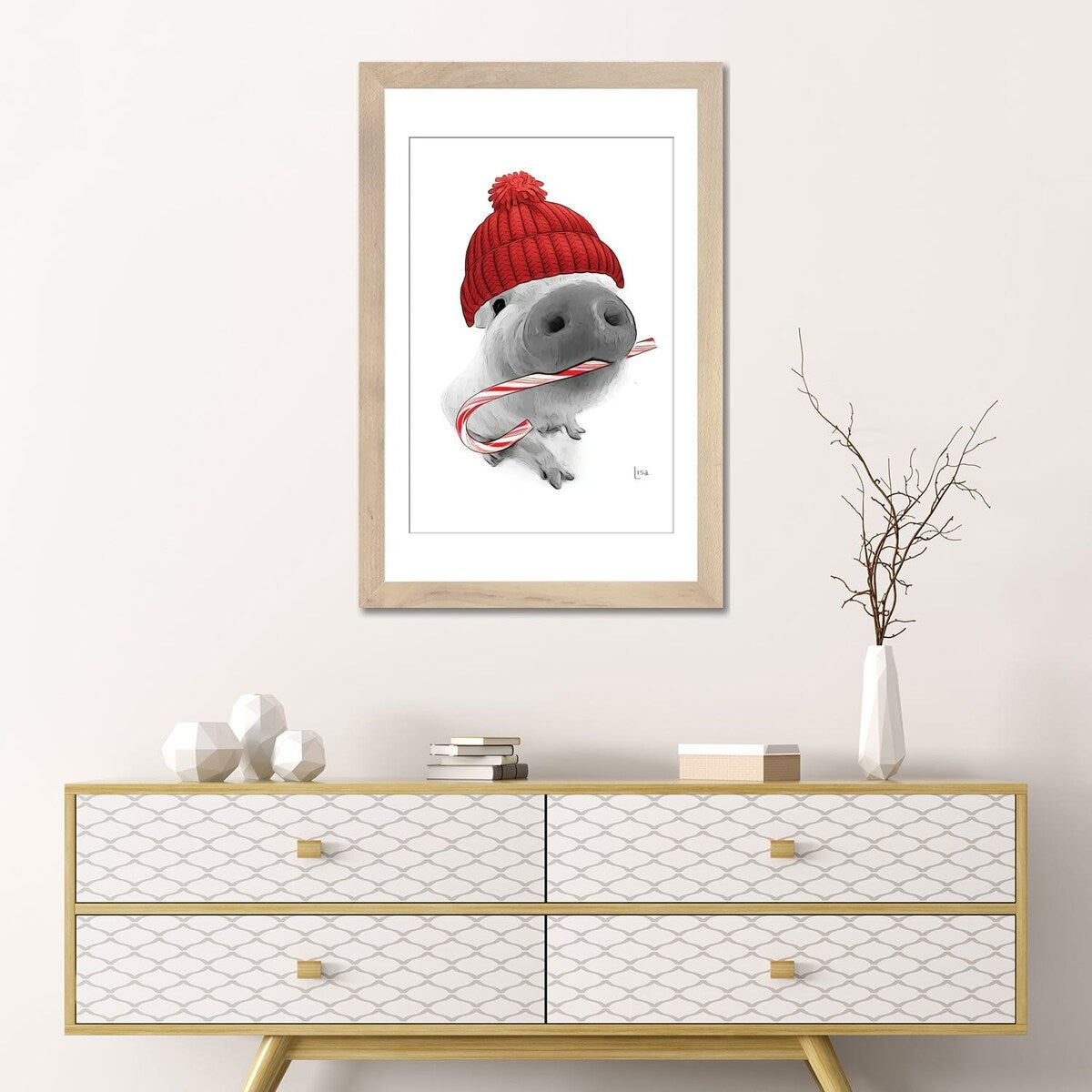 iCanvas "Christmas Pig With Hat" by Printable Lisa's Pets