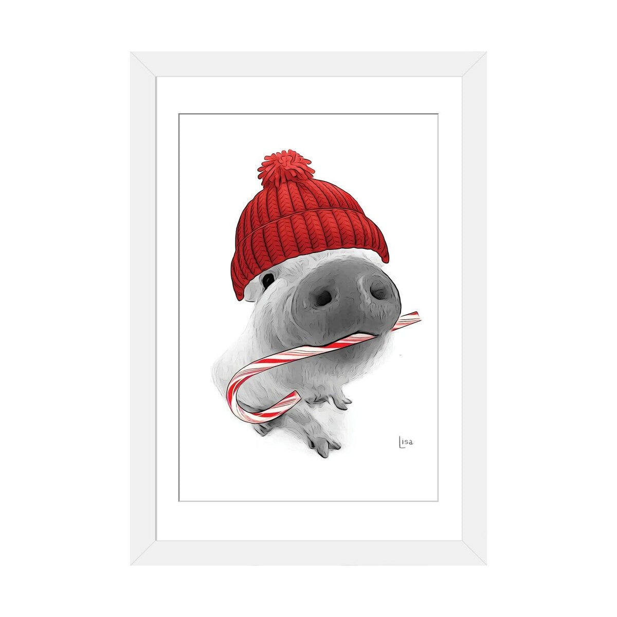 iCanvas "Christmas Pig With Hat" by Printable Lisa's Pets
