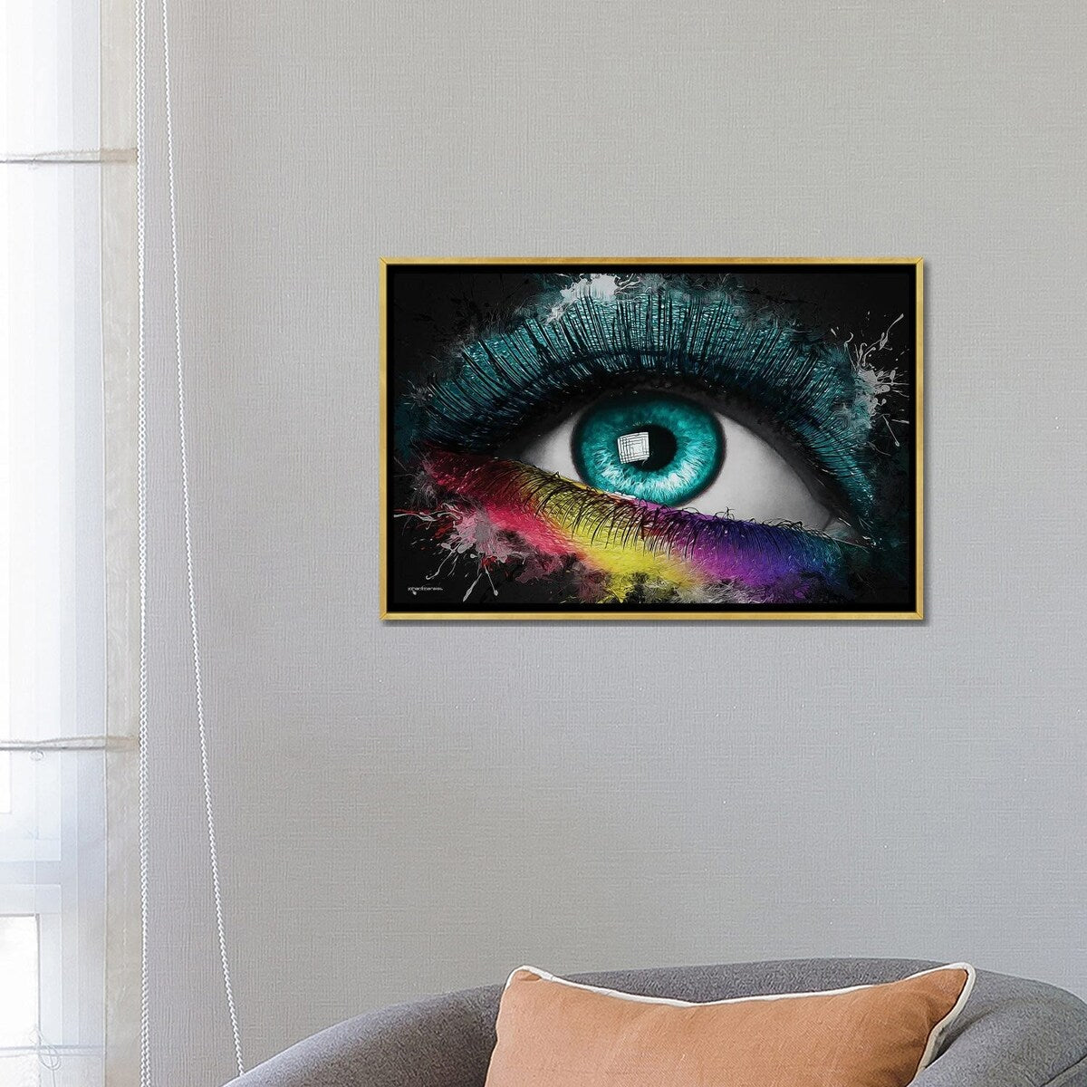 iCanvas "Colorful Eye Splash Art" by Johan Marais Framed Canvas Print