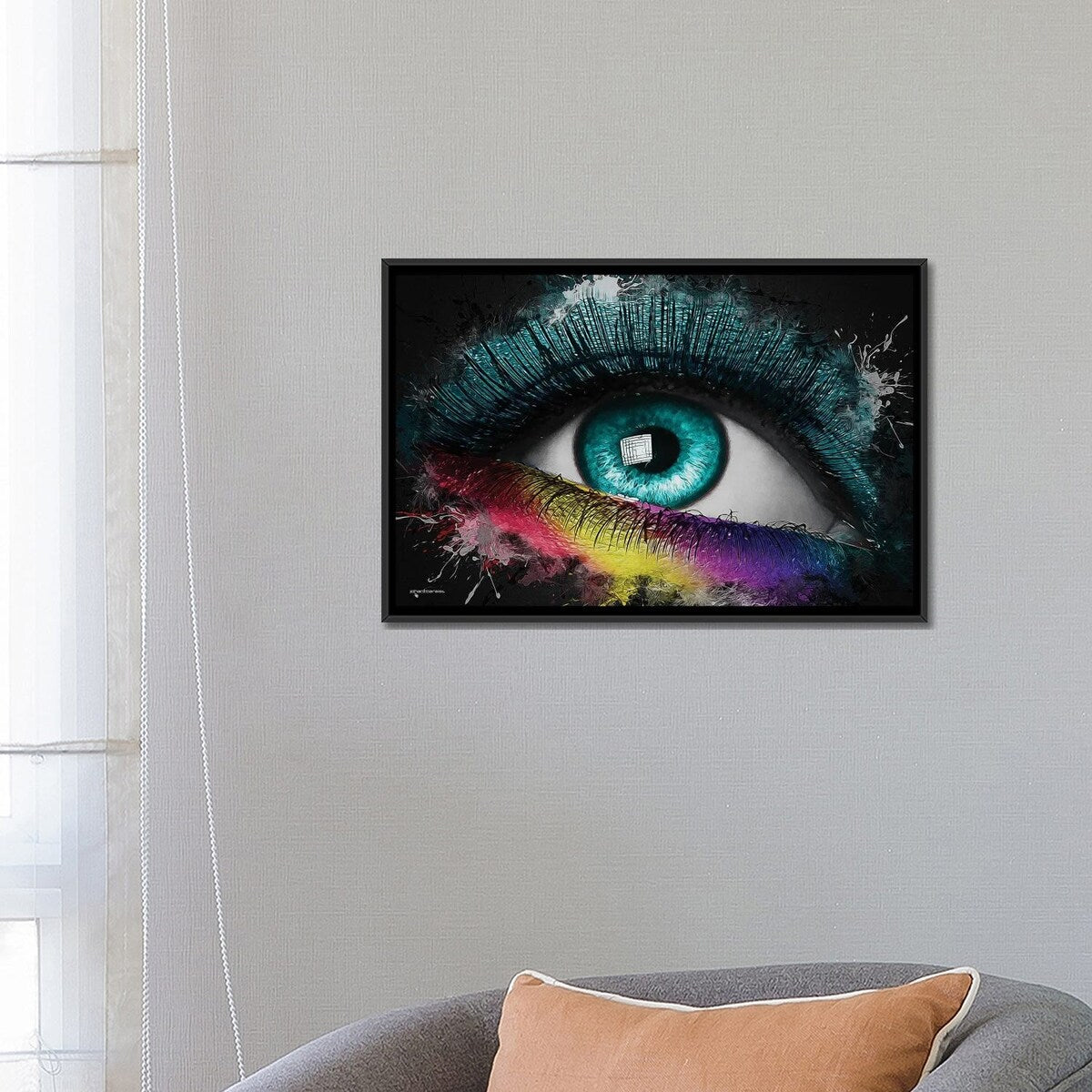 iCanvas "Colorful Eye Splash Art" by Johan Marais Framed Canvas Print