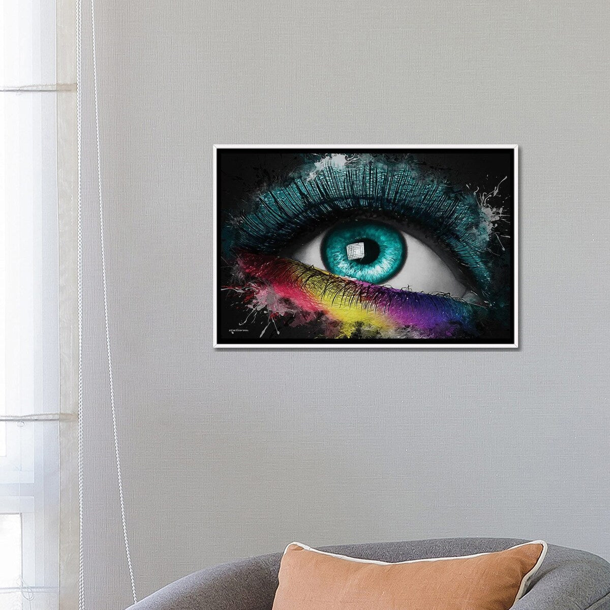 iCanvas "Colorful Eye Splash Art" by Johan Marais Framed Canvas Print
