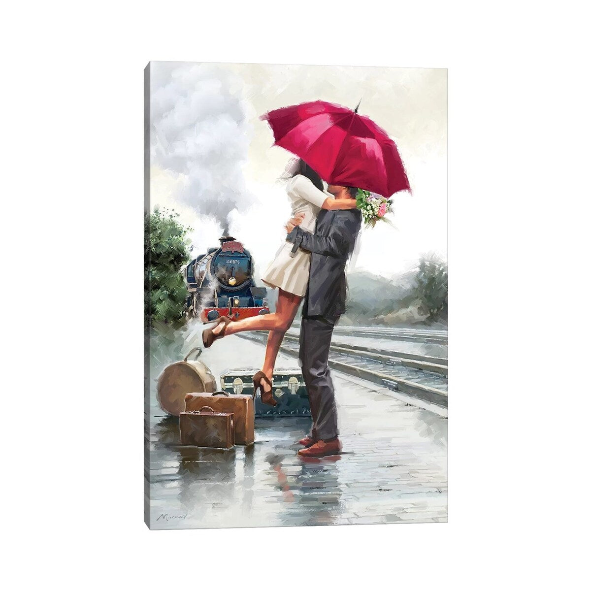iCanvas "Couple On Train Station" by The Macneil Studio Canvas Print