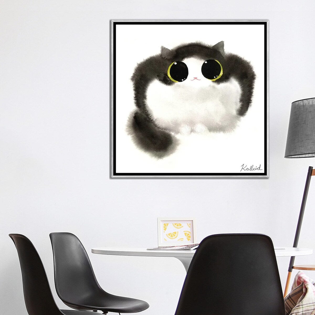 iCanvas "Cow Cat Loaf" by Kalleidoscape Design Framed