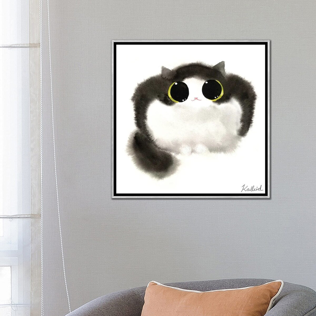 iCanvas "Cow Cat Loaf" by Kalleidoscape Design Framed