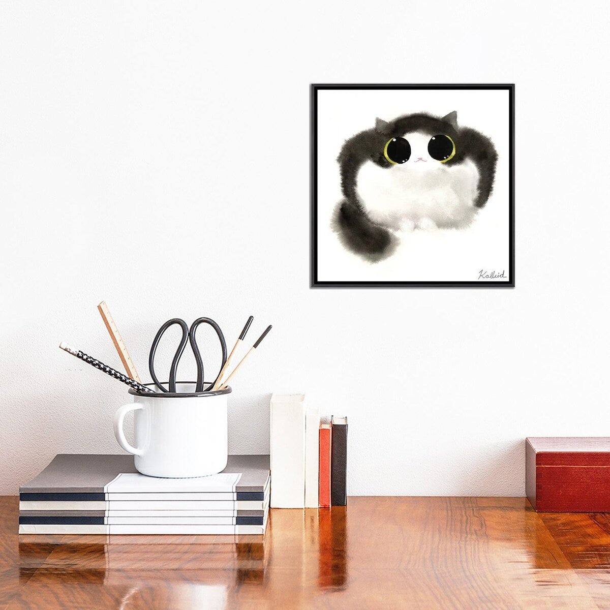 iCanvas "Cow Cat Loaf" by Kalleidoscape Design Framed