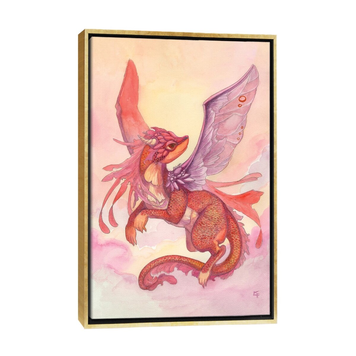 iCanvas "Dawn Dragon" by Might Fly Art & Illustration Framed Canvas Print