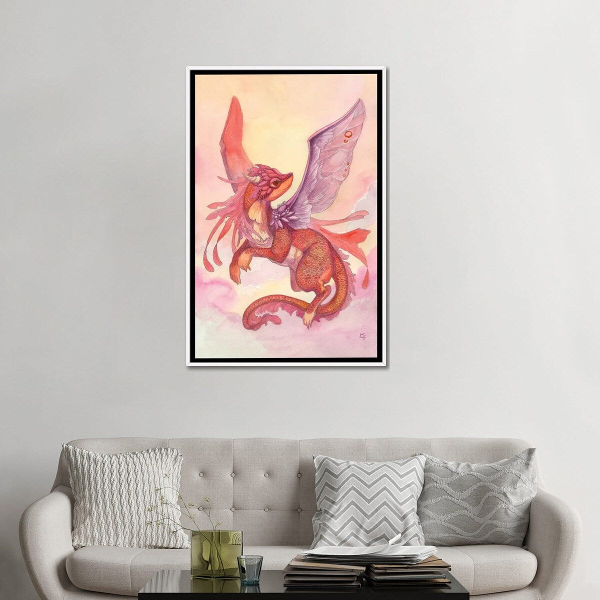 iCanvas "Dawn Dragon" by Might Fly Art & Illustration Framed Canvas Print