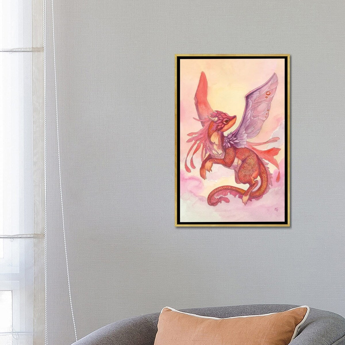 iCanvas "Dawn Dragon" by Might Fly Art & Illustration Framed Canvas Print