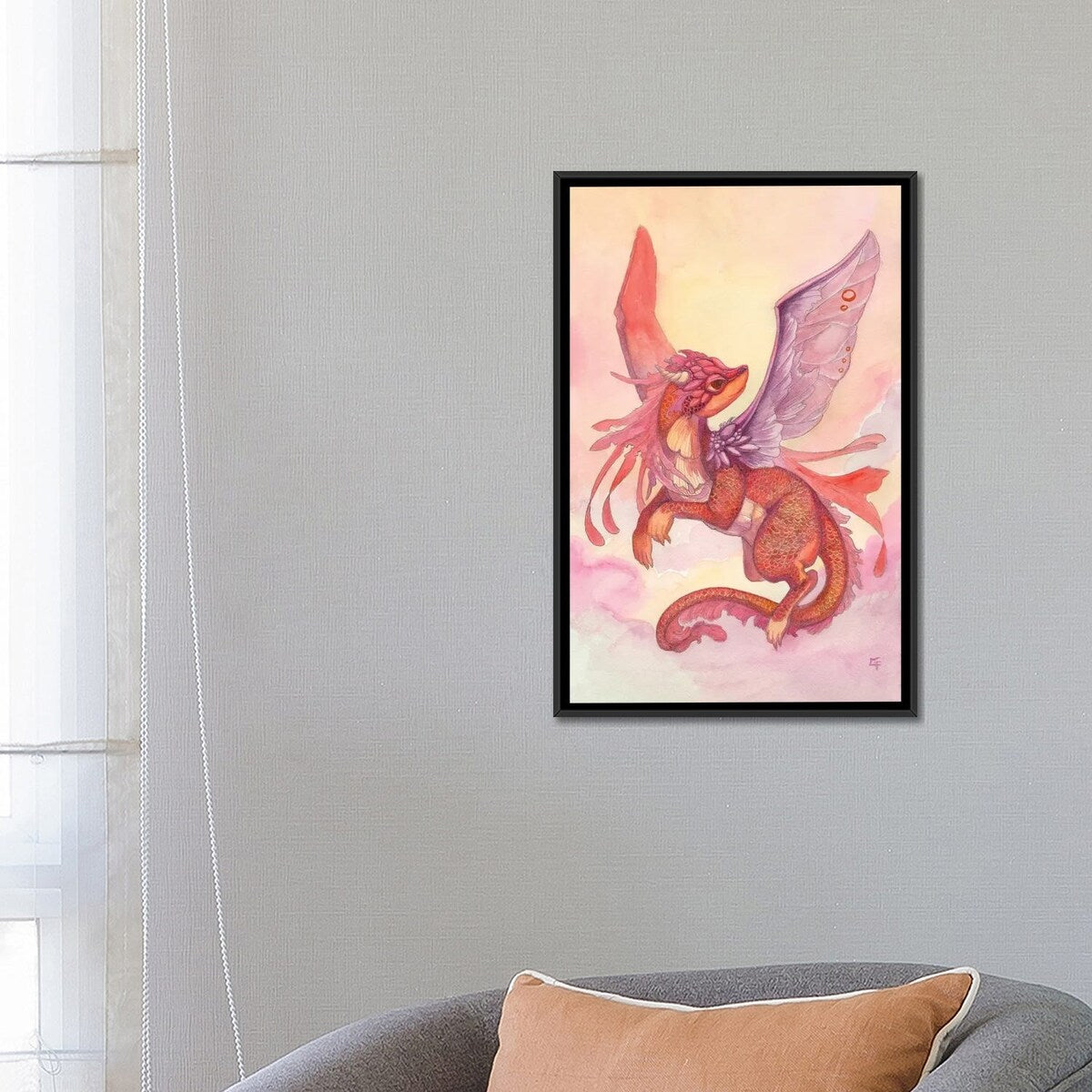 iCanvas "Dawn Dragon" by Might Fly Art & Illustration Framed Canvas Print