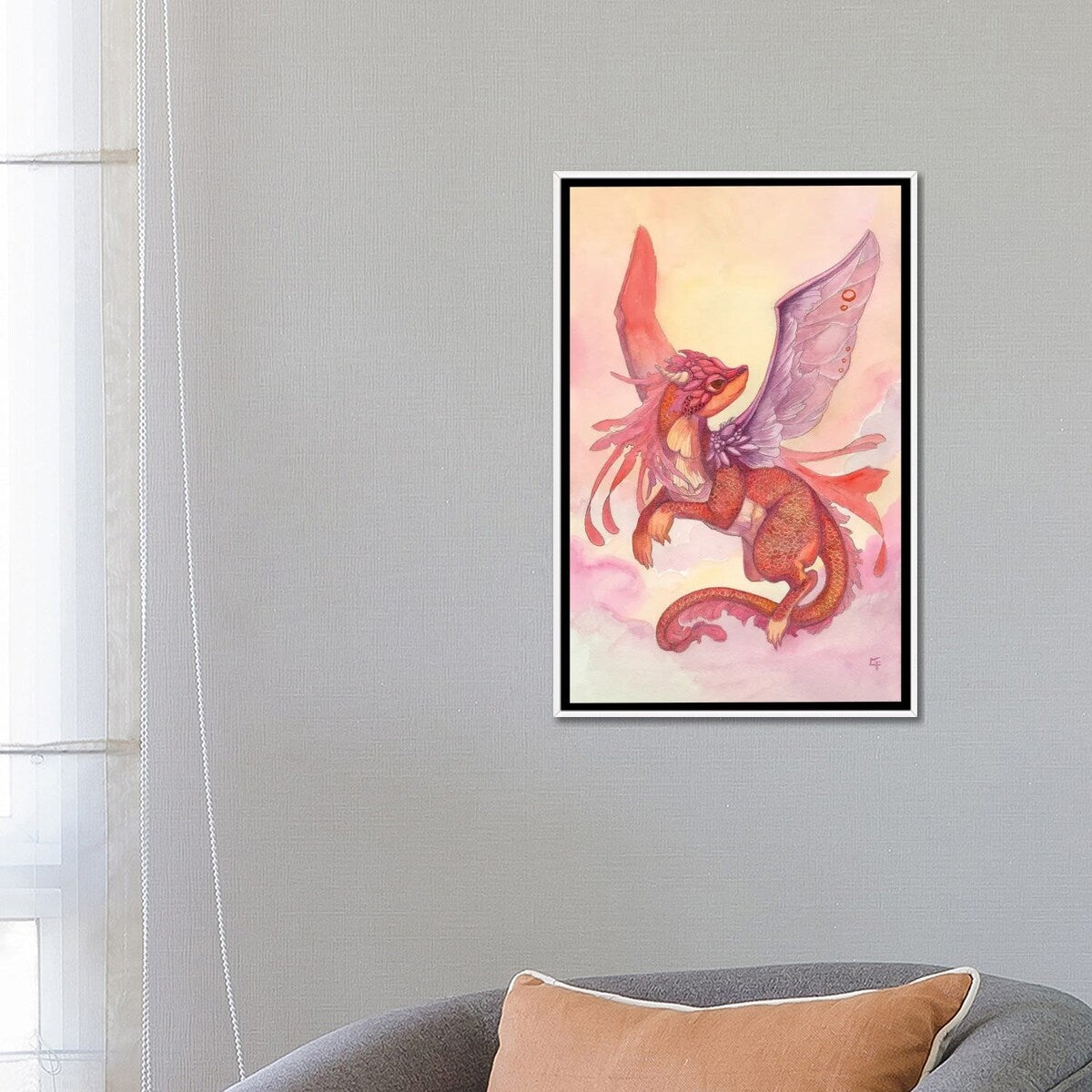 iCanvas "Dawn Dragon" by Might Fly Art & Illustration Framed Canvas Print
