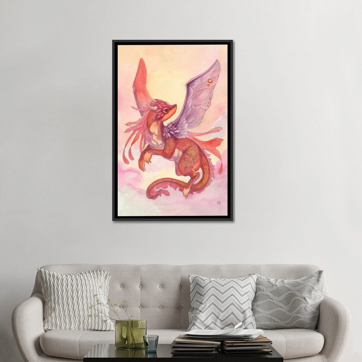 iCanvas "Dawn Dragon" by Might Fly Art & Illustration Framed Canvas Print