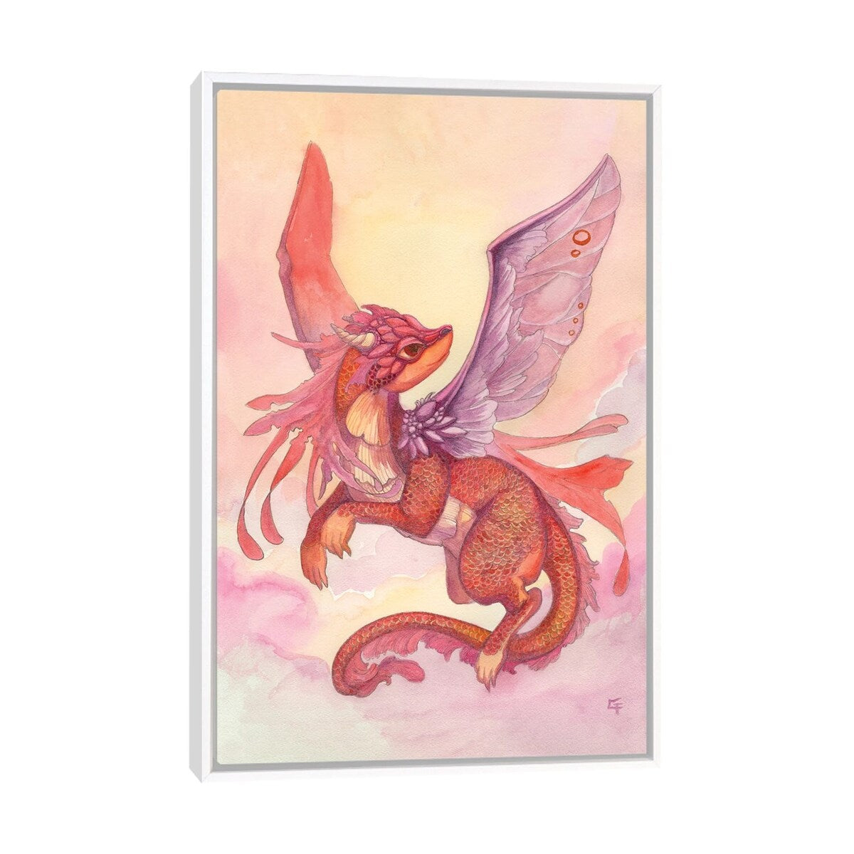iCanvas "Dawn Dragon" by Might Fly Art & Illustration Framed Canvas Print