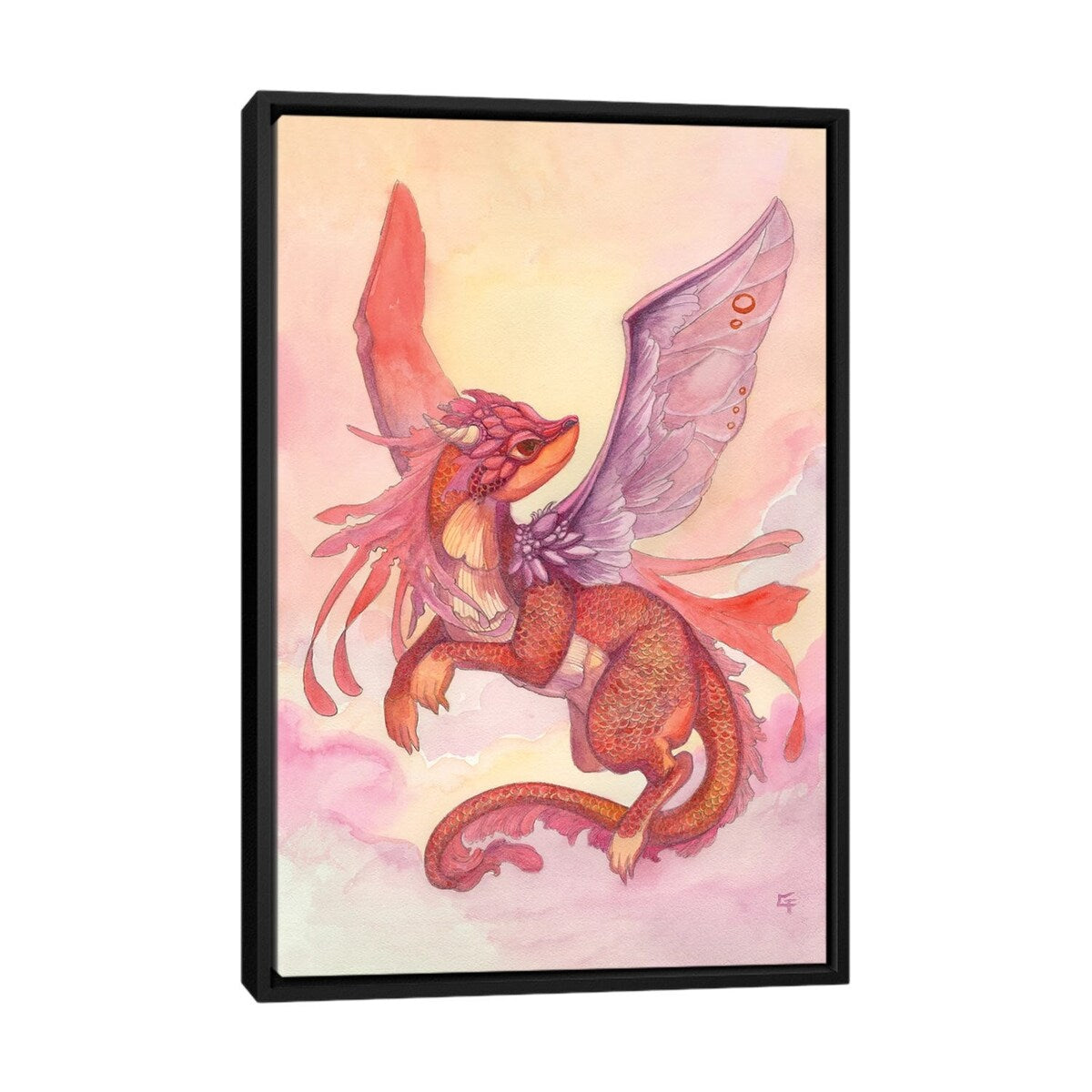 iCanvas "Dawn Dragon" by Might Fly Art & Illustration Framed Canvas Print