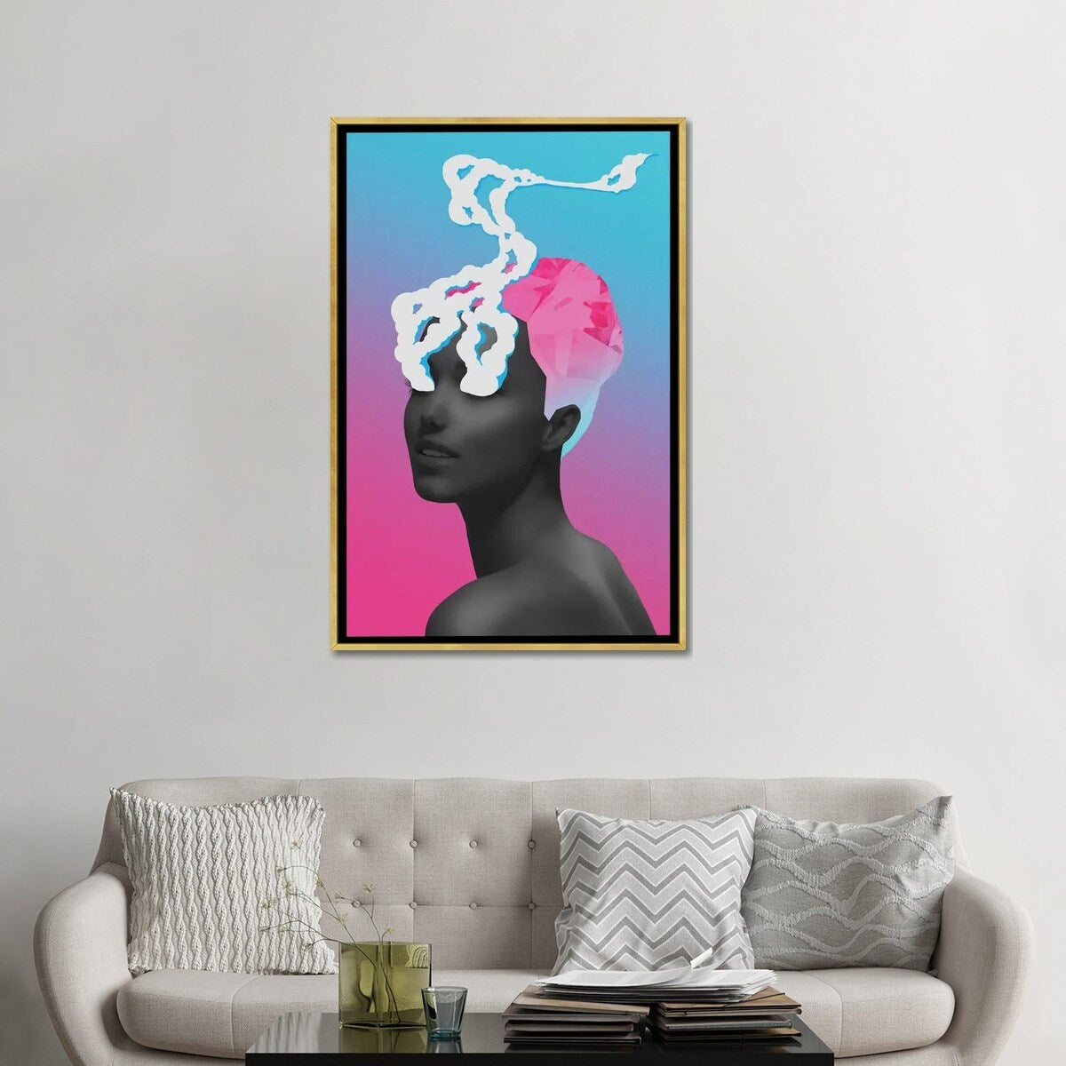 iCanvas "Diamond Hair Smoke Eyes" by maysgrafx Framed