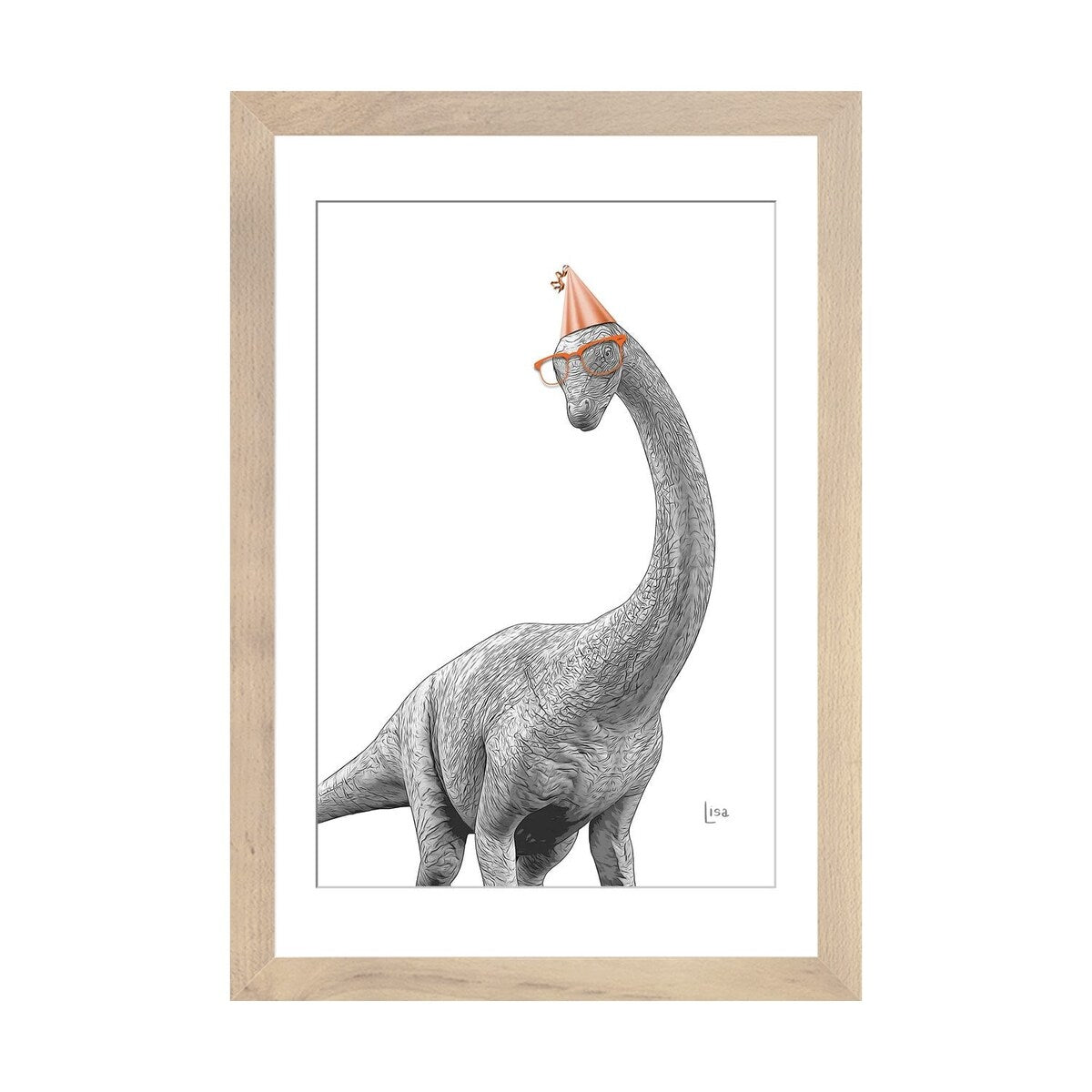 iCanvas "Dinosaur Apatosaurus With Glasses And Happy Birthday Party Hat" by Printable Lisa's Pets
