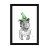 iCanvas "Dinosaur T-Rex With Glasses And Happy Birthday Party Hat" by Printable Lisa's Pets