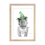 iCanvas "Dinosaur T-Rex With Glasses And Happy Birthday Party Hat" by Printable Lisa's Pets