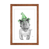 iCanvas "Dinosaur T-Rex With Glasses And Happy Birthday Party Hat" by Printable Lisa's Pets