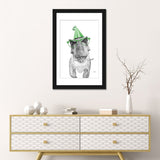 iCanvas "Dinosaur T-Rex With Glasses And Happy Birthday Party Hat" by Printable Lisa's Pets