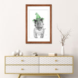 iCanvas "Dinosaur T-Rex With Glasses And Happy Birthday Party Hat" by Printable Lisa's Pets