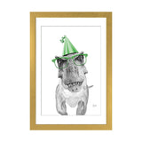 iCanvas "Dinosaur T-Rex With Glasses And Happy Birthday Party Hat" by Printable Lisa's Pets
