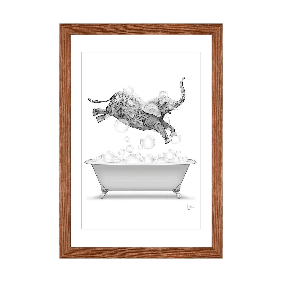 iCanvas "Elephant Diving Into The Bathtub With Bubbles" by Printable Lisa's Pets