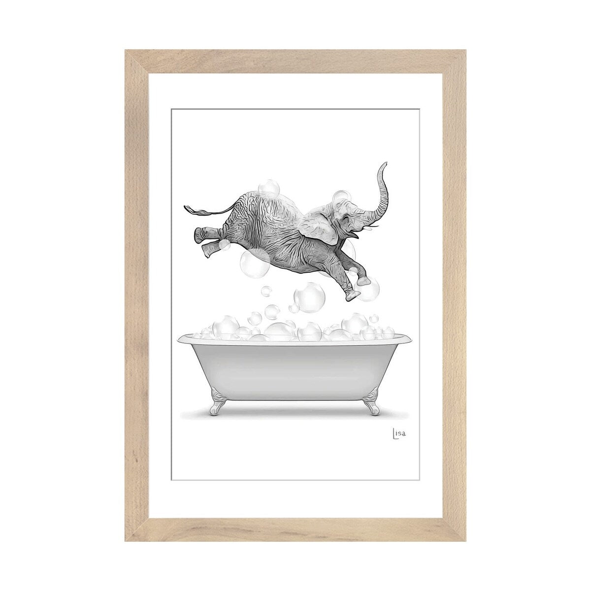 iCanvas "Elephant Diving Into The Bathtub With Bubbles" by Printable Lisa's Pets