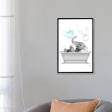 iCanvas "Elephant In The Bath With Bubbles" by Printable Lisa's Pets Framed