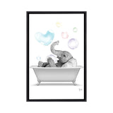 iCanvas "Elephant In The Bath With Bubbles" by Printable Lisa's Pets Framed