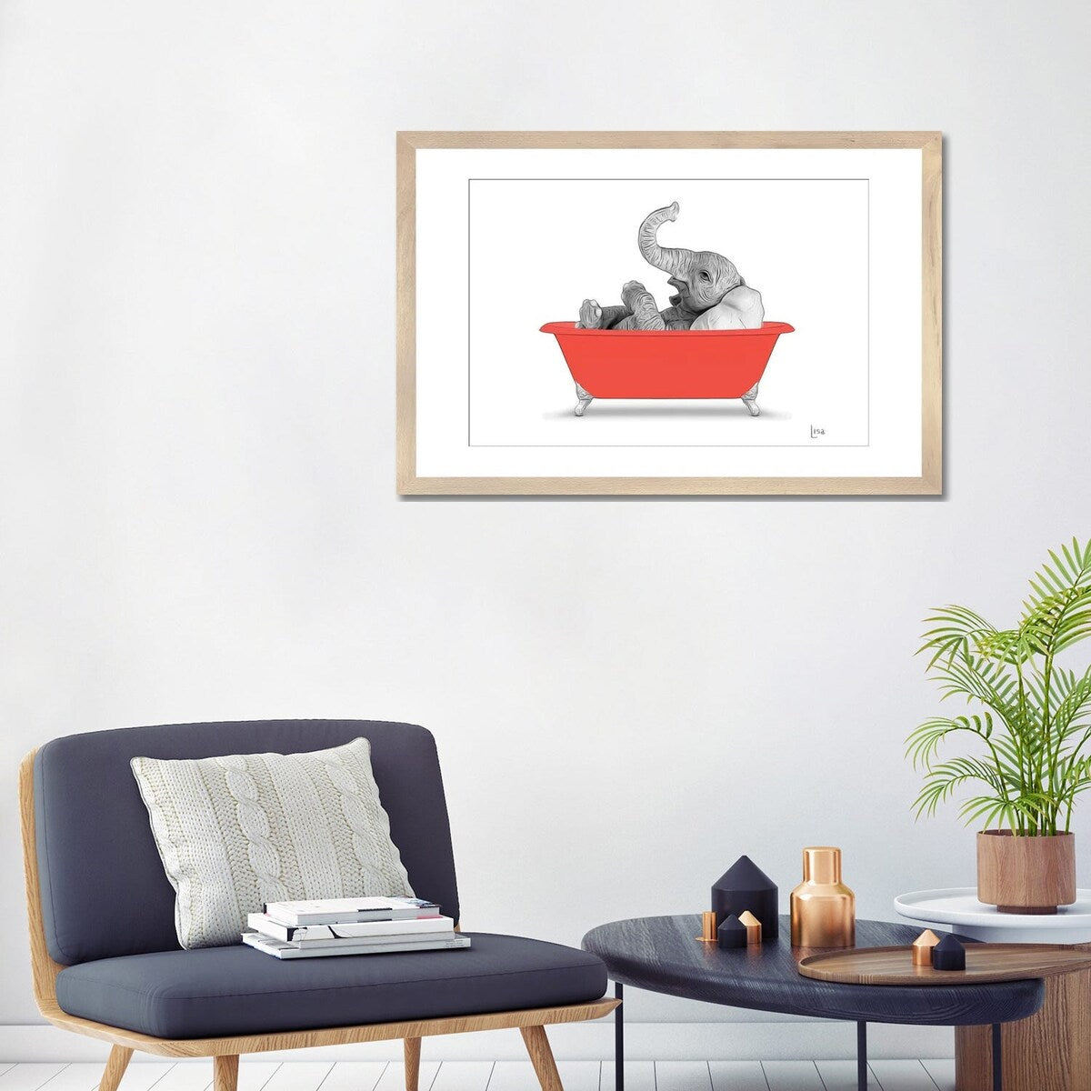 iCanvas "Elephant In The Red Bath" by Printable Lisa's Pets