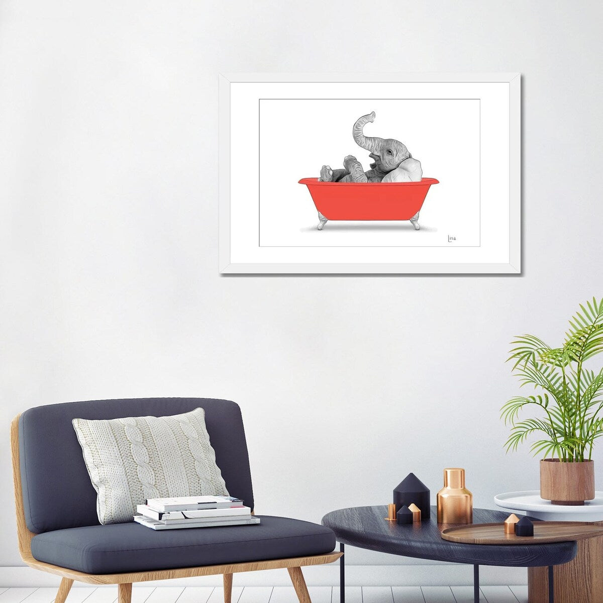 iCanvas "Elephant In The Red Bath" by Printable Lisa's Pets