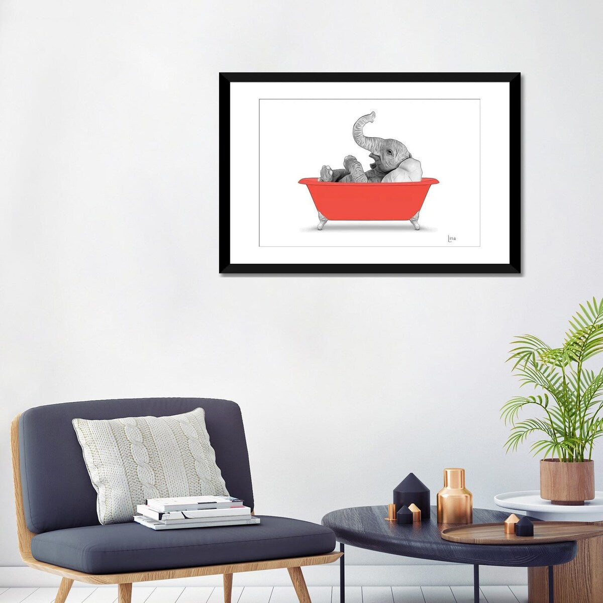 iCanvas "Elephant In The Red Bath" by Printable Lisa's Pets