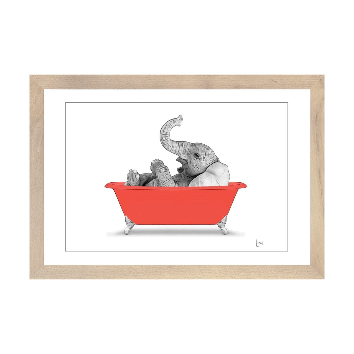 iCanvas "Elephant In The Red Bath" by Printable Lisa's Pets