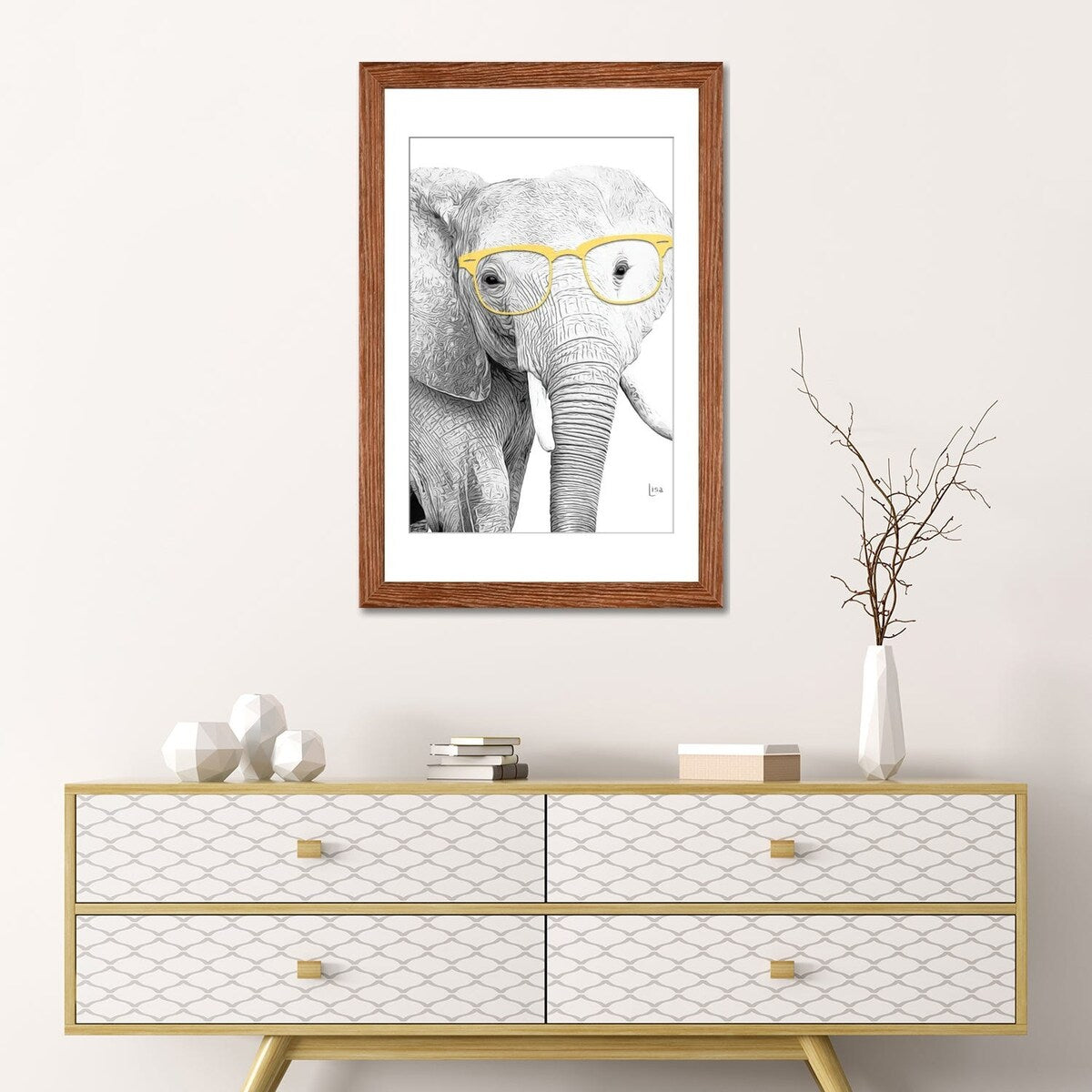 iCanvas "Elephant With Yellow Glasses" by Printable Lisa's Pets