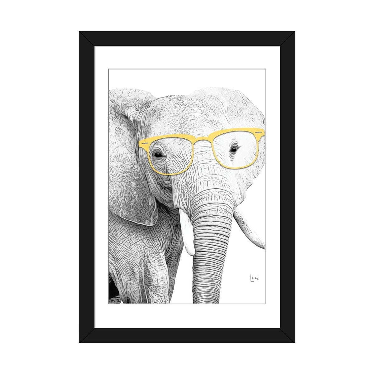 iCanvas "Elephant With Yellow Glasses" by Printable Lisa's Pets