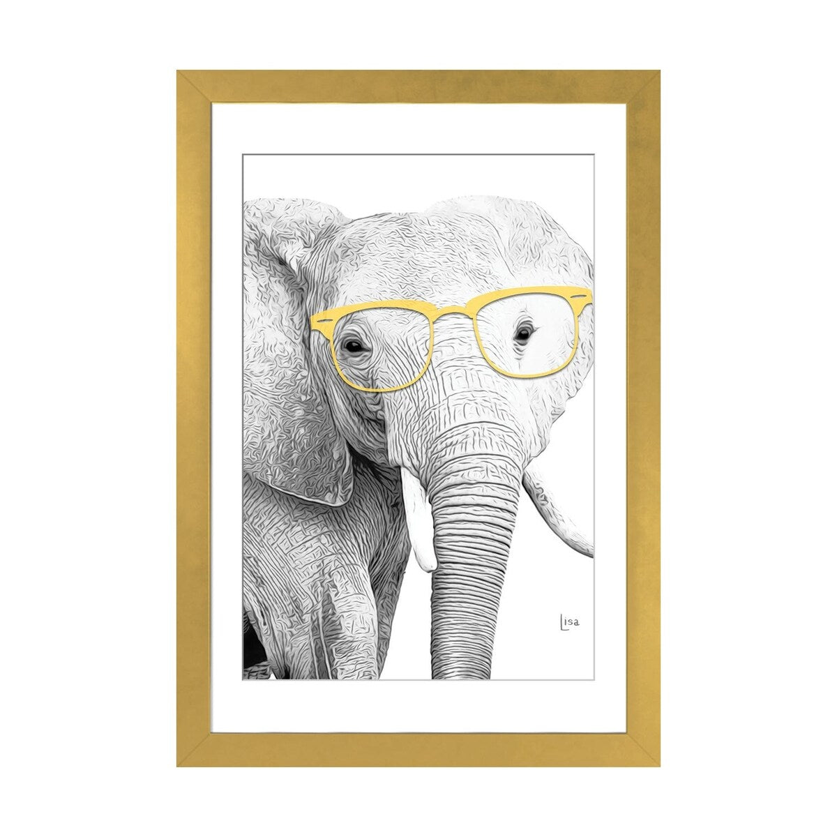 iCanvas "Elephant With Yellow Glasses" by Printable Lisa's Pets