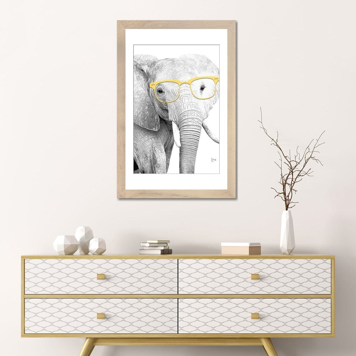 iCanvas "Elephant With Yellow Glasses" by Printable Lisa's Pets