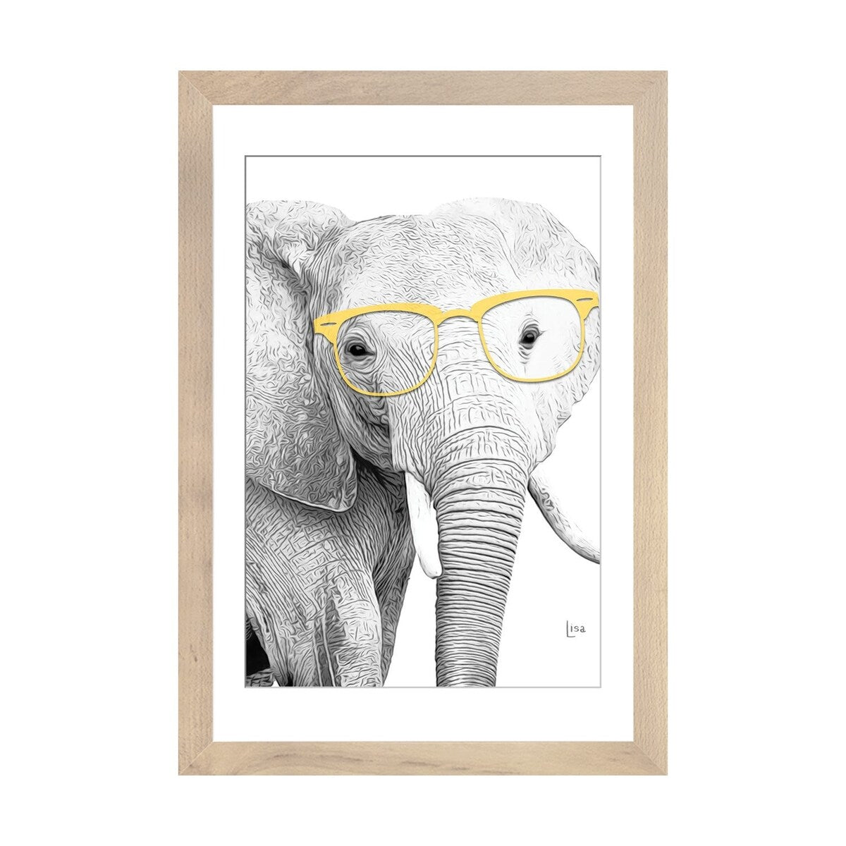 iCanvas "Elephant With Yellow Glasses" by Printable Lisa's Pets