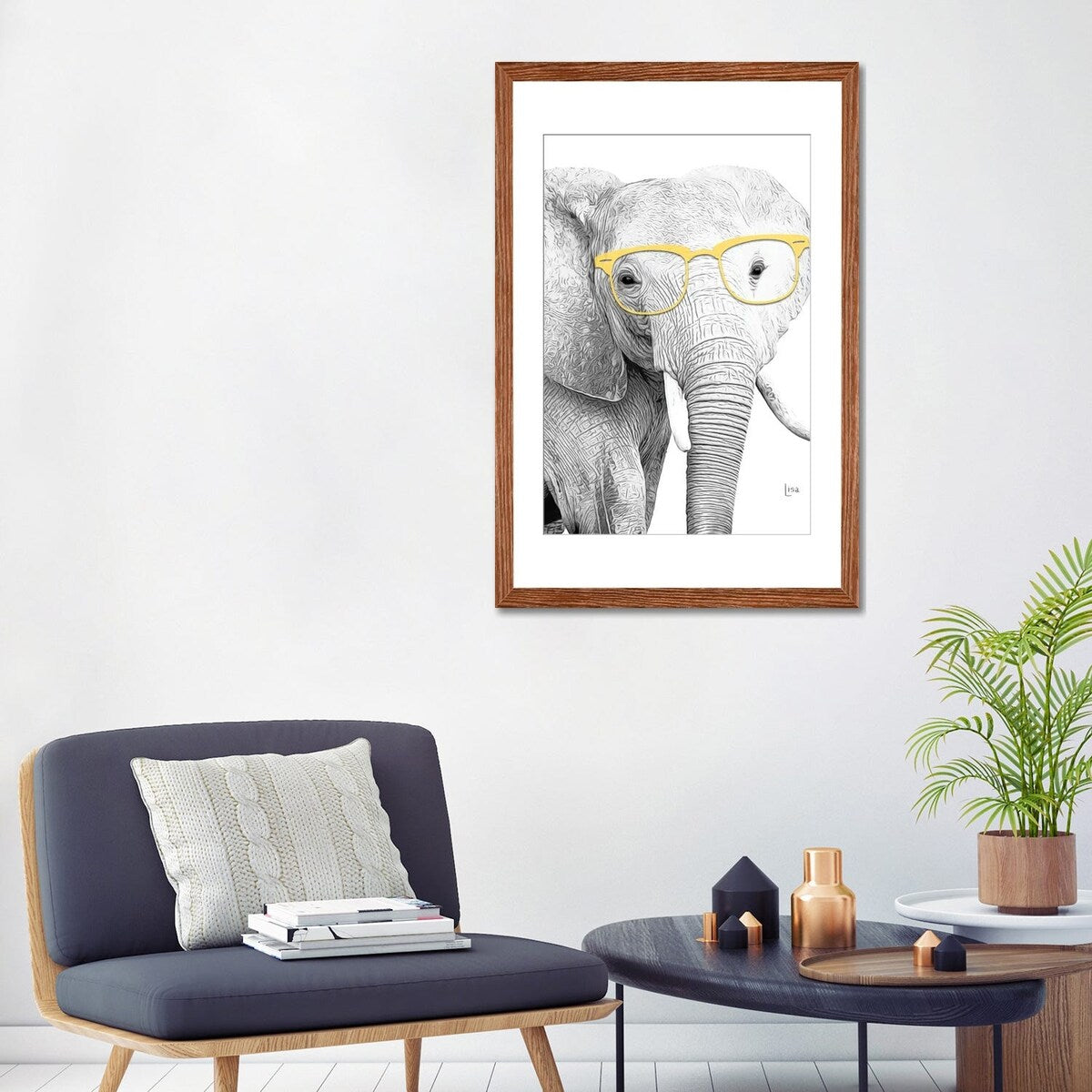 iCanvas "Elephant With Yellow Glasses" by Printable Lisa's Pets