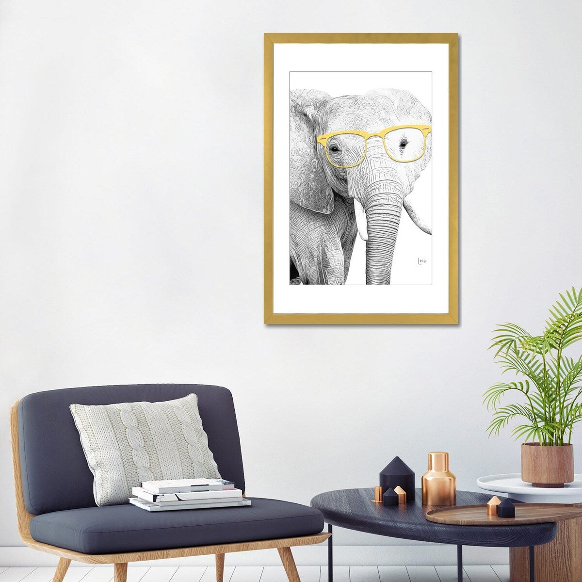 iCanvas "Elephant With Yellow Glasses" by Printable Lisa's Pets