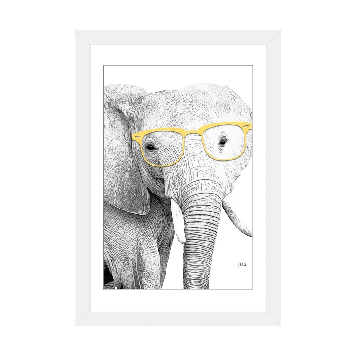iCanvas "Elephant With Yellow Glasses" by Printable Lisa's Pets