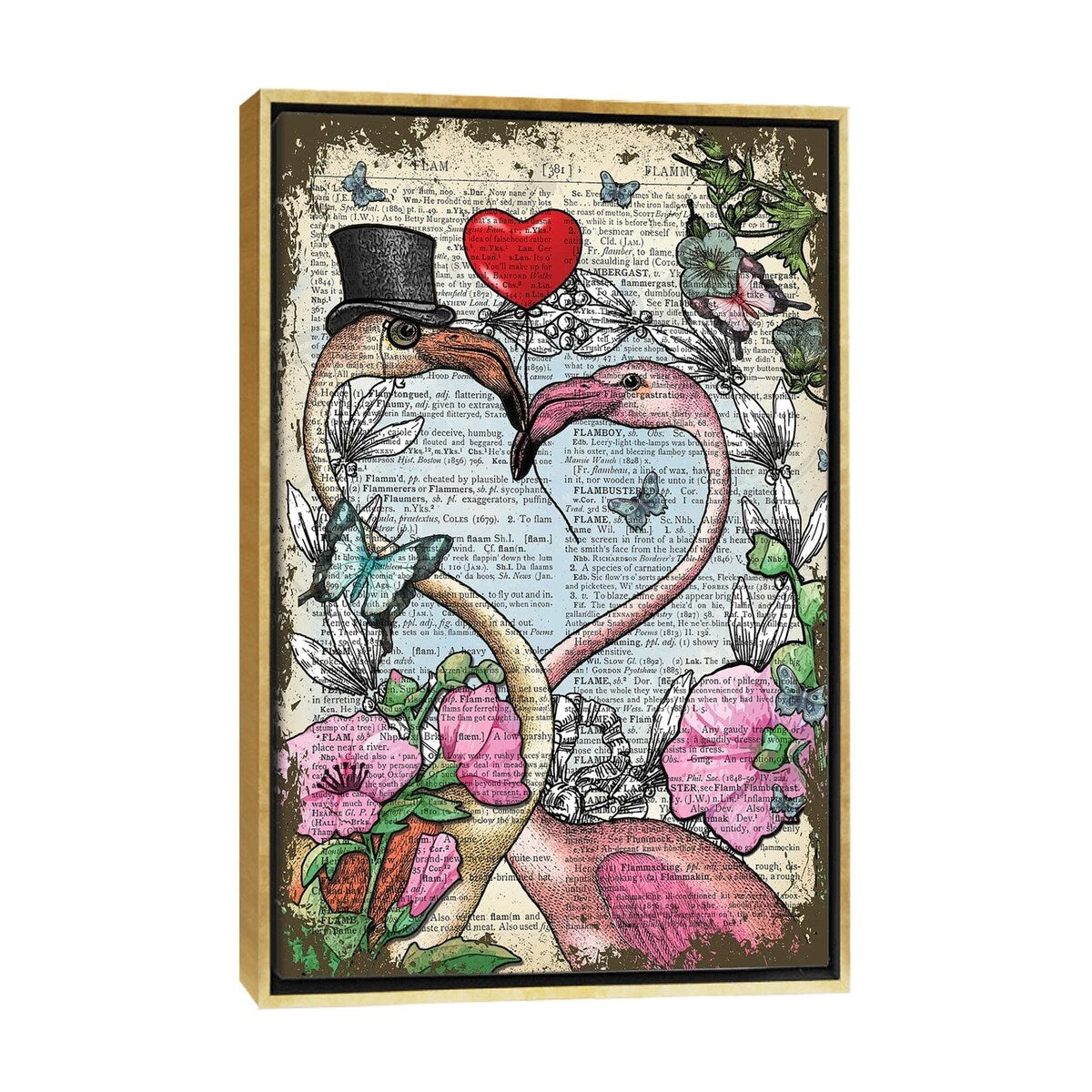 iCanvas "Flamingos In Love" by In the Frame Shop Framed