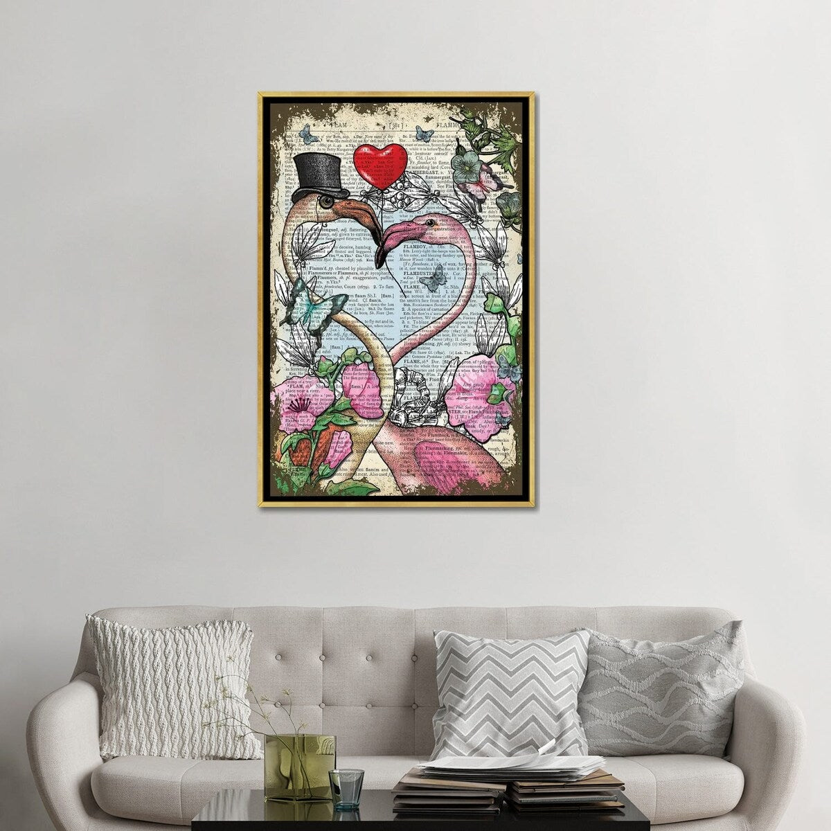 iCanvas "Flamingos In Love" by In the Frame Shop Framed